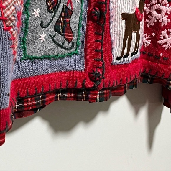 Victoria Jones Vintage multi-color button front plaid hem and sleeves cardigan - Picture 8 of 10